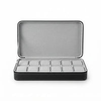 Étui à Montres 12 Compartiments – Belleville, vue de face sur fond clair, finition Noir Onyx