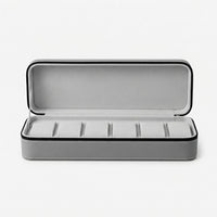 Étui à Montres 6 Compartiments – Belleville, vue de face sur fond clair, finition Gris Perle