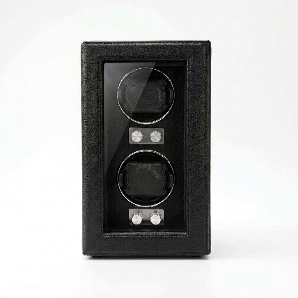 Remontoir Automatique 2 Montres – Maubert, vue de face sur fond clair, finition noire
