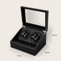 Remontoir Automatique 4 Montres + Rangement 6 Montres – Madeleine, schéma des dimensions, finition noire