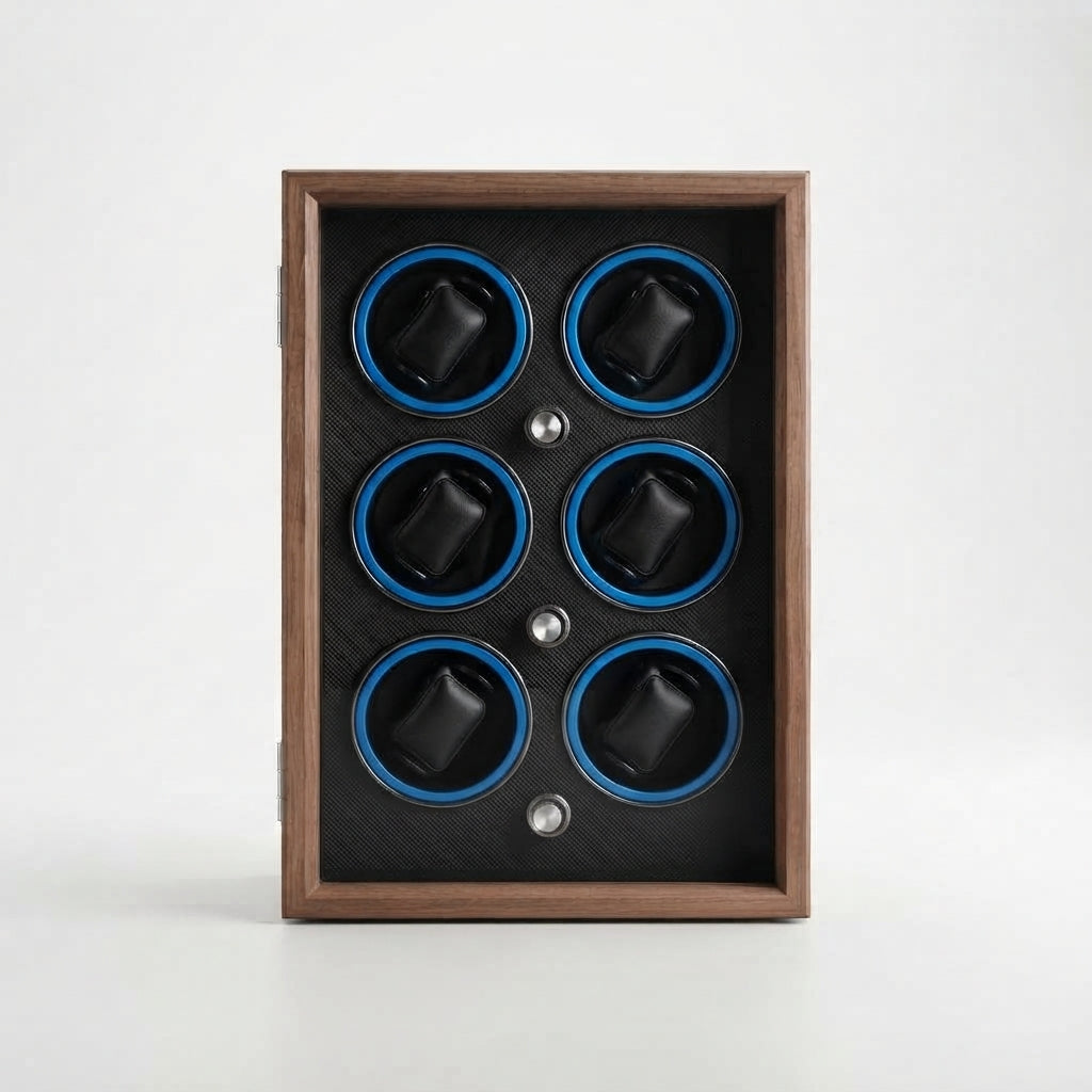 Remontoir Automatique 6 Montres – Orsay, vue de face sur fond clair, finition noyer